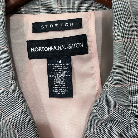 Norton Mcnaughton Notch Lapel Plaid Career Wear Three Button Blazer Size 14 - Picture 5 of 7